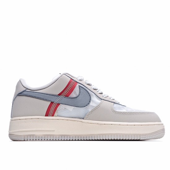 Nike Air Force 1 Low Gray Beige Red AN3355 061 AF1 Mens Running Shoes 