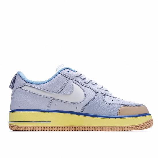 Nike Air Force 1 Low Mens CV3039 102 Silver Gray Yellow Running Shoes 