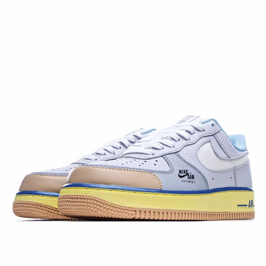 Nike Air Force 1 Low Mens CV3039 102 Silver Gray Yellow Running Shoes 