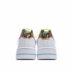 Nike Air Force 1 Low Womens CW5592 100 White Gold Running Shoes 