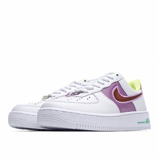 Nike Air Force 1 Low Womens CW5592 100 White Gold Running Shoes 