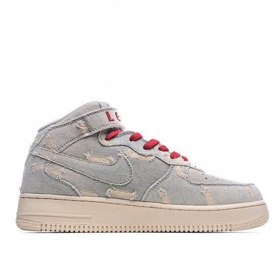 Nike Air Force 1 Mid Beige Red Grey 651122-125 Unisex Running Shoes