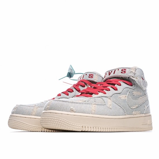 Nike Air Force 1 Mid Beige Red Grey 651122-125 Unisex Running Shoes