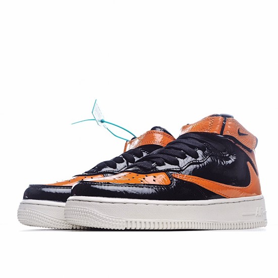 Nike Air Force 1 Mid Black Orange Running Shoes 804609 188 AF1 Unisex 