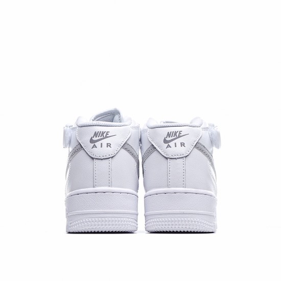 Nike Air Force 1 Mid White Gray Running Shoes 366731 606 Unisex AF1 