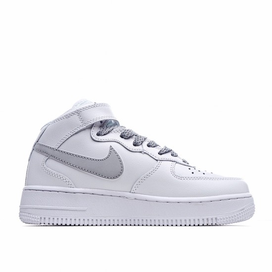 Nike Air Force 1 Mid White Gray Running Shoes 366731 606 Unisex AF1 