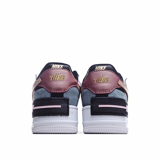 Nike Air Force 1 Shadow Black Light Arctic Pink Claystone Red CU5315-001 Womens Casual Shoes