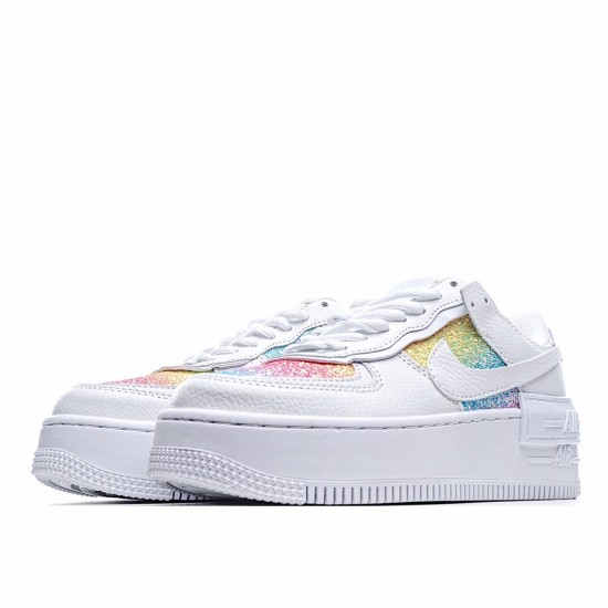 Nike WMNS Air Force 1 Shadow White Multi Running Shoes CW0367 100 Womens 