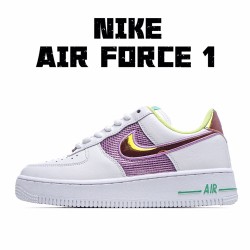 Nike Air Force 1 Low Womens CW5592 100 White Gold Running Shoes 