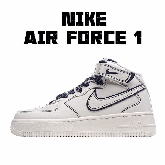 Nike Air Force 1 Mid Beige Black AT1118-011 Unisex Casual Shoes