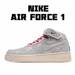 Nike Air Force 1 Mid Beige Red Grey 651122-125 Unisex Running Shoes