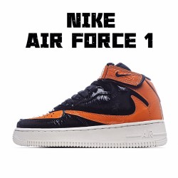 Nike Air Force 1 Mid Black Orange Running Shoes 804609 188 AF1 Unisex 