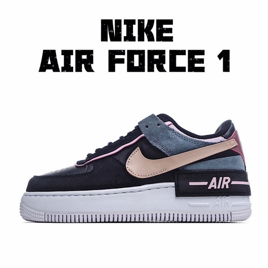 Nike Air Force 1 Shadow Black Light Arctic Pink Claystone Red CU5315-001 Womens Casual Shoes