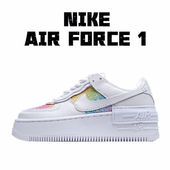 Nike WMNS Air Force 1 Shadow White Multi Running Shoes CW0367 100 Womens 