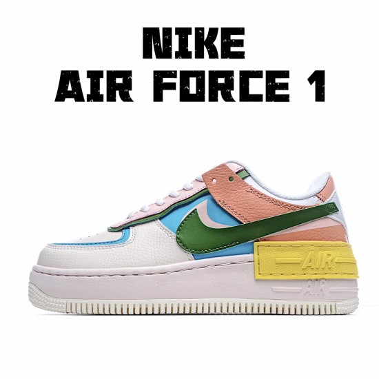 Nike WMNS Air Force 1 Shadow Womens CW2630 101 White Green Brown Yellow Running Shoes 