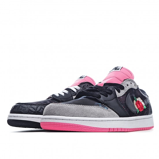 Air Jordan 1 Low Pink Black Jordan CW0418 006 AJ1 Unisex Casual Shoes 