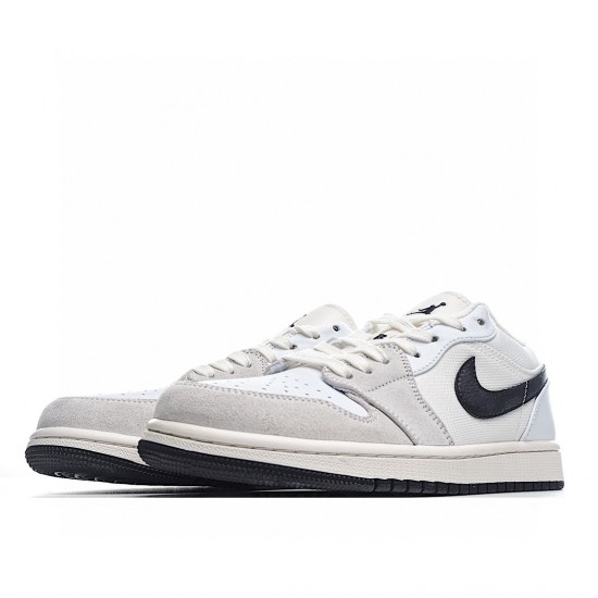 Air Jordan 1 Low Beige White Black DC3533-102 Unisex Running Shoes