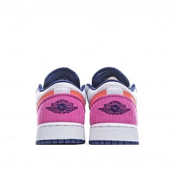 Air Jordan 1 Low Gray Pink Orange Casual Shoes 554723 502 Womens AJ1 Jordan 