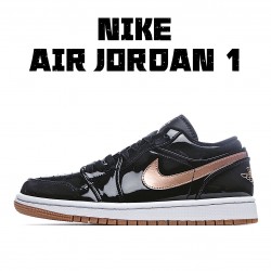 Air Jordan 1 Low Black Gold Casual Shoes 554723 032 Unisex AJ1 jordan 