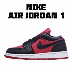 Air Jordan 1 Low Black Red 553560-610 Unisex Running Shoes
