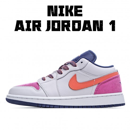 Air Jordan 1 Low Gray Pink Orange Casual Shoes 554723 502 Womens AJ1 Jordan 