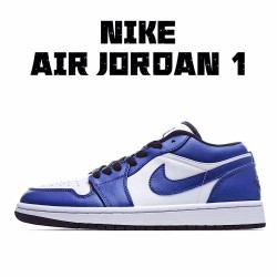 Air Jordan 1 Low White Blue Basektball Shoes 553558 124  Unisex AJ1 Jordan 