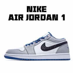 Air Jordan 1 Low White Gray Black Basektball Shoes AJ1 553558 103 Unisex Jordan 