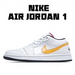 Air Jordan 1 Low White Multi White Yellow Casual Shoes CW7009 100 Unisex AJ1 Jordan 