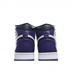 Air Jordan 1 Court Purple Mens 555088 500 AJ1 White Black Purple Jordan 