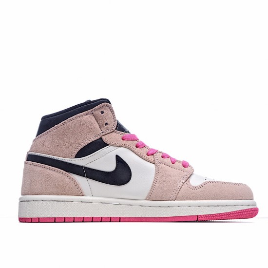 Air Jordan 1 Mid Crimson Tint 852542 801 Unisex AJ1 Pink White Black Jordan 