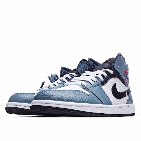 Air Jordan 1 Mid Facetasm Fearless CU2802 100 AJ1 Blue White Black Unisex Jordan 