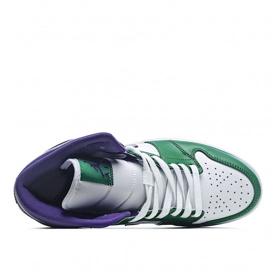 Air Jordan 1 Mid Hulk Green White Purple Jordan 554724 300 AJ1 Unisex 