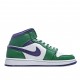 Air Jordan 1 Mid Hulk Green White Purple Jordan 554724 300 AJ1 Unisex 