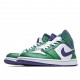 Air Jordan 1 Mid Hulk Green White Purple Jordan 554724 300 AJ1 Unisex 