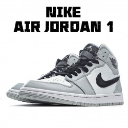Air Jordan 1 Mid Light Smoke Grey Jordan 554724 092 Gray Black White Unisex AJ1 