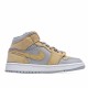 Air Jordan 1 Mid Mixed Textures Yellow Jordan DA4666 001 AJ1 Unisex Gray Yellow 