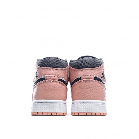 Air Jordan 1 Mid Pink Quartz Jordan 555112 603 Womens Pink Black White 