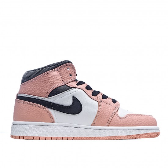 Air Jordan 1 Mid Pink Quartz Jordan 555112 603 Womens Pink Black White 