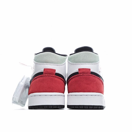 Air Jordan 1 Mid Red Black Toe 852542 100 AJ1 White Black Red Unisex Jordan 