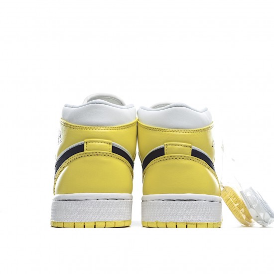 Air Jordan 1 Mid Rose Patch AV5174 700 AJ1 Unisex Yellow White Jordan 