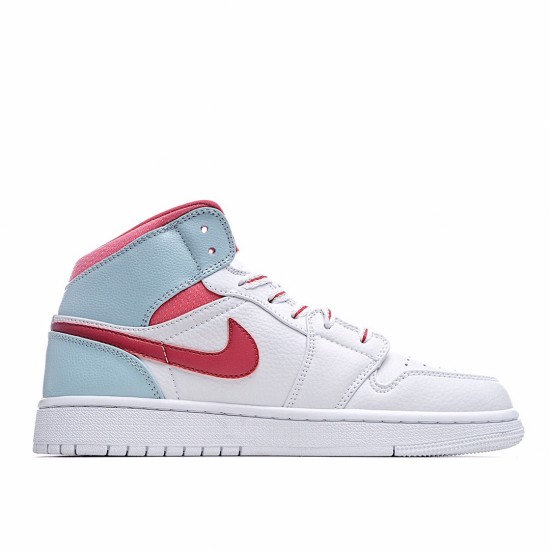 Air Jordan 1 Mid White Topaz Mist White Red Blue 555112 104 Unisex Jordan AJ1 