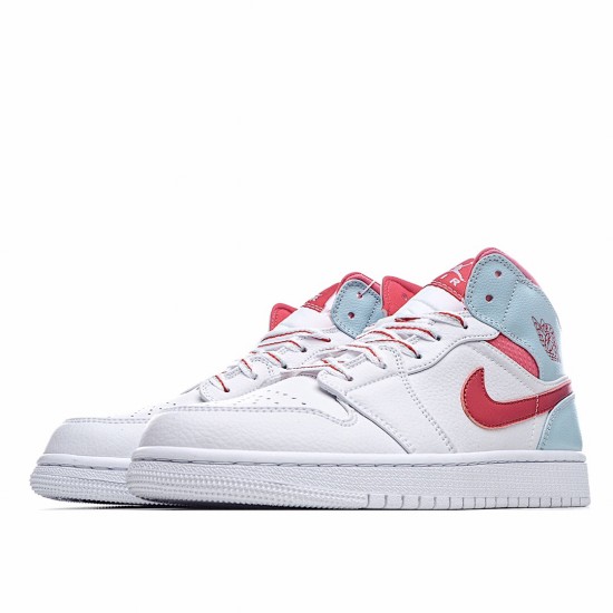 Air Jordan 1 Mid White Topaz Mist White Red Blue 555112 104 Unisex Jordan AJ1 