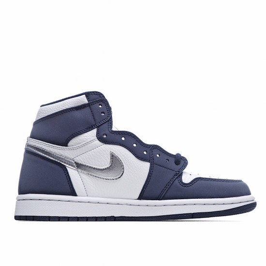 Air Jordan 1 Mid night Navy DC1788 100 AJ1 Unisex Blue White Silver Jordan 