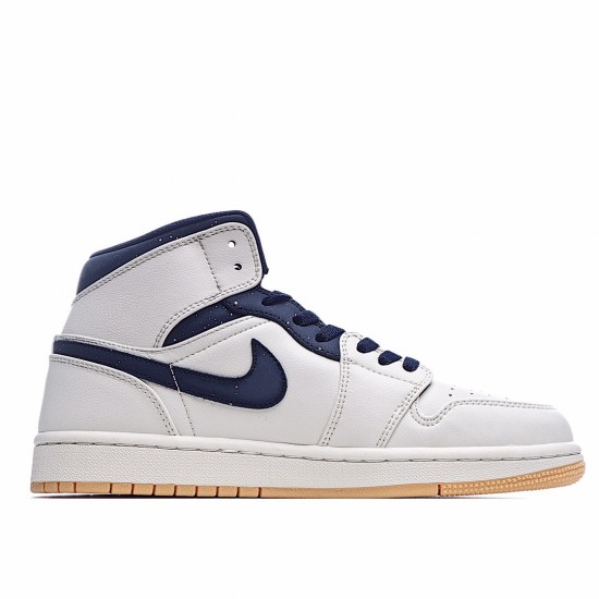 Air Jordan 1 Retro Mid Jeter AH6342 104 Mens Beige Blue AJ1 Jordan 