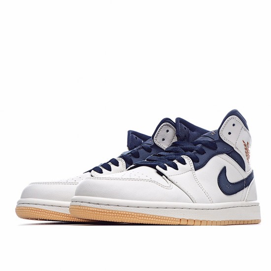 Air Jordan 1 Retro Mid Jeter AH6342 104 Mens Beige Blue AJ1 Jordan 