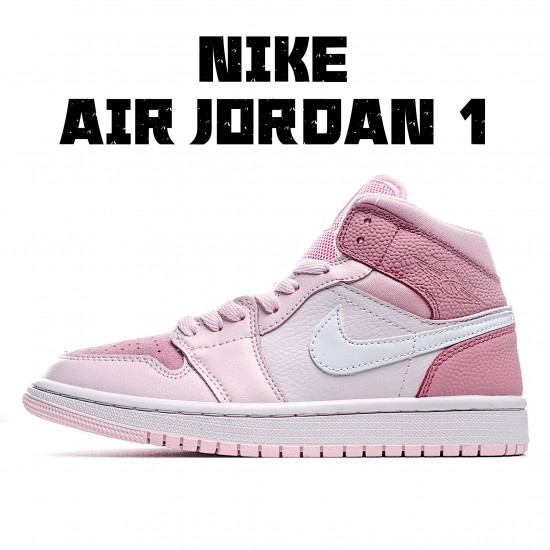 Air Jordan 1 Mid Digital Pink Jordan CW5379 600 AJ1 Womens Pink Red White 