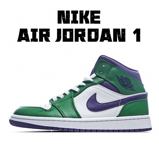 Air Jordan 1 Mid Hulk Green White Purple Jordan 554724 300 AJ1 Unisex 