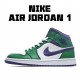 Air Jordan 1 Mid Hulk Green White Purple Jordan 554724 300 AJ1 Unisex 