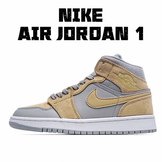 Air Jordan 1 Mid Mixed Textures Yellow Jordan DA4666 001 AJ1 Unisex Gray Yellow 