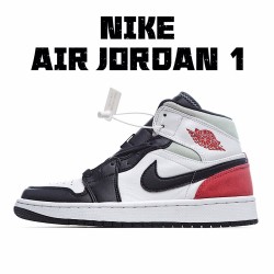 Air Jordan 1 Mid Red Black Toe 852542 100 AJ1 White Black Red Unisex Jordan 